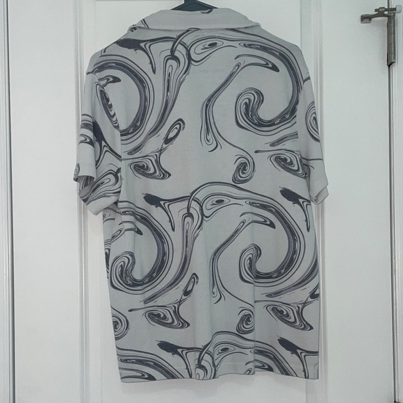 Zara Swirl Pattern Button-Up Short Sleeve Shirt, Size S - Picture 2 of 3